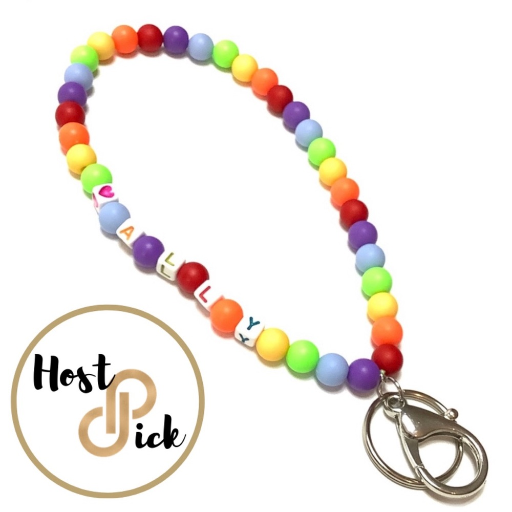 Rainbow Beaded ALLY Wristlet Keychain!